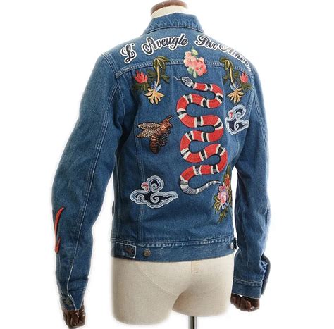 gucci jean jacket with snake.